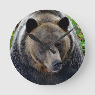 Horloge Ronde Gros plan de l'ours grizzli