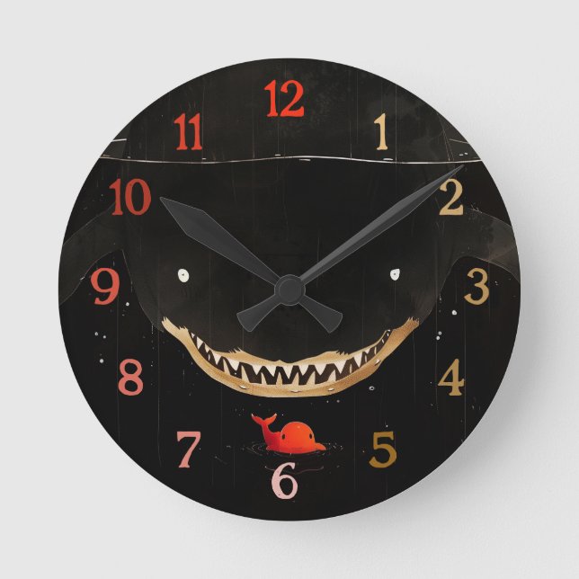 Horloge Ronde Gros requin foncé (Recto)
