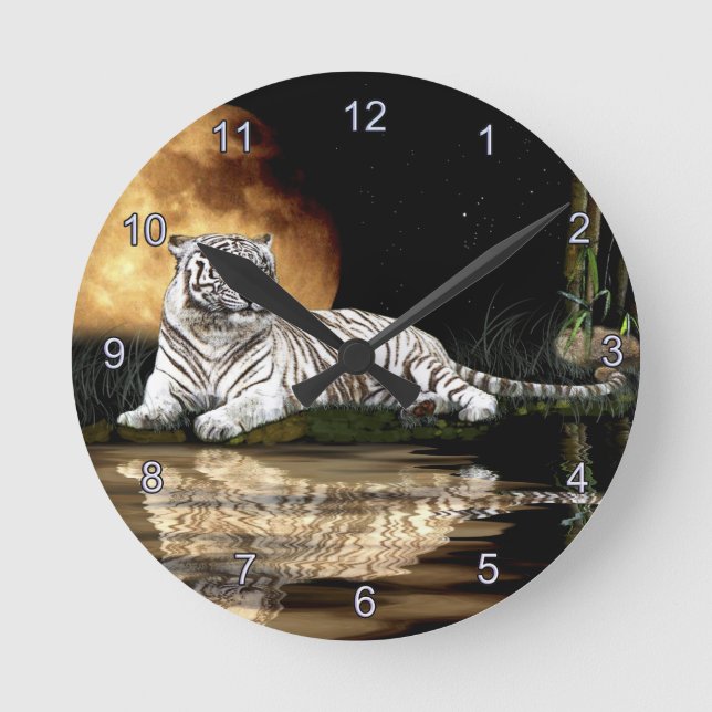 Horloge Ronde Gros Tigre Sauvage Gros Chat Art Animal Amateur Mu (Recto)