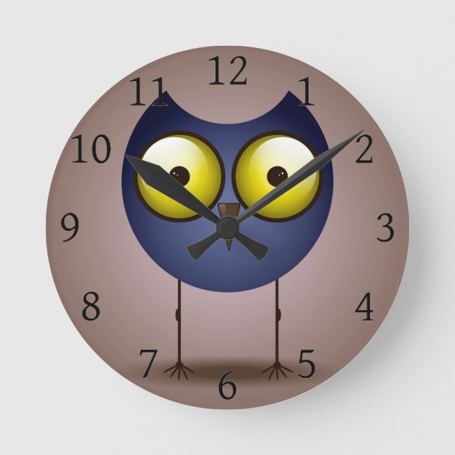 Horloge Ronde Grosse chouette bleue (Recto)