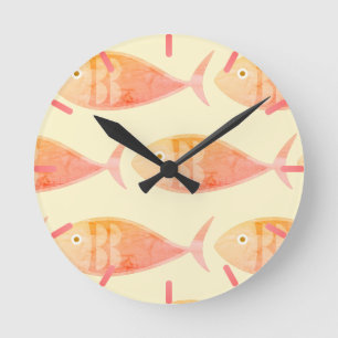 Horloge Ronde Groupe de poissons saumons