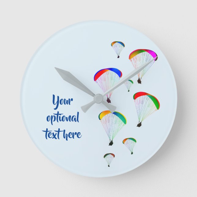 Horloge Ronde Groupe Paraglider avec ailes arc-en-ciel - Votre t (Recto)