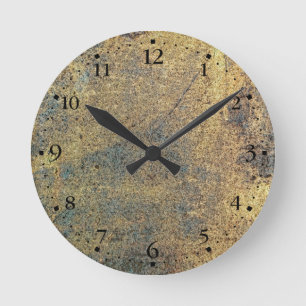 Horloge Ronde Grunge Yellow & Blue Rusted Clockface 1 Black