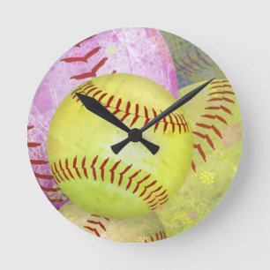 Horloge Ronde Grungy Girl Softball