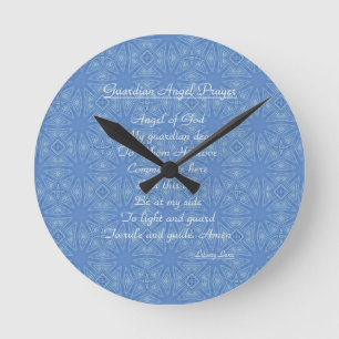 Horloge Ronde Guardian Angel Prière Bleu