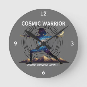 Horloge Ronde Guerrier de Yoga Cosmique - Pose du Corps Galactiq