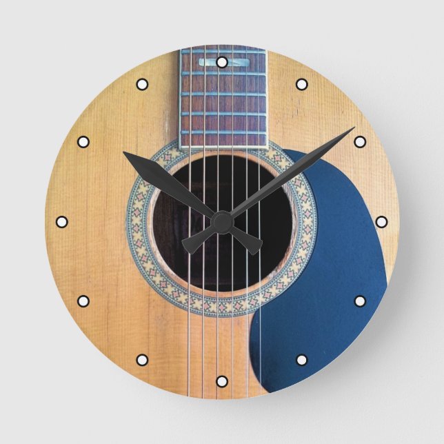 Horloge Ronde Guitare acoustique avec points (Recto)