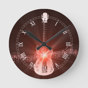 Horloge Ronde Guitare brûlante