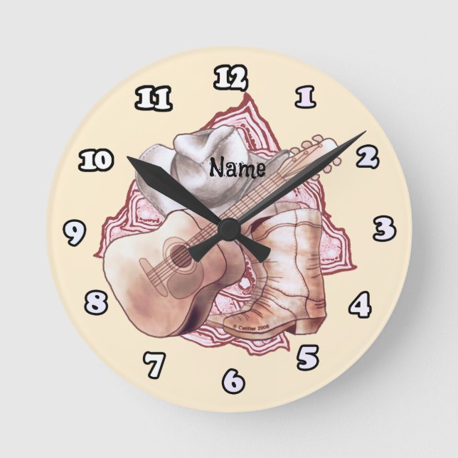 Horloge Ronde Guitare Country  (Recto)
