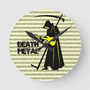 Horloge Ronde Guitare de faucheuse Grim ☠️ crâne gothique 💀 con