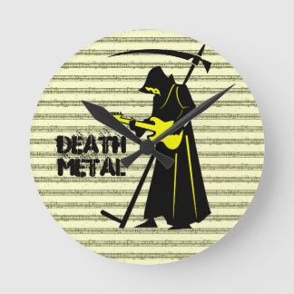 Horloge Ronde Guitare de faucheuse Grim ☠️ crâne gothique 💀 con