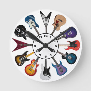 Horloge Ronde Guitare Électrique Cercle Blanc