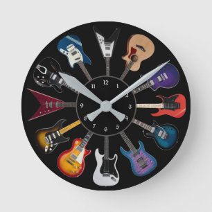 Horloge Ronde Guitare Électrique Cercle Noir