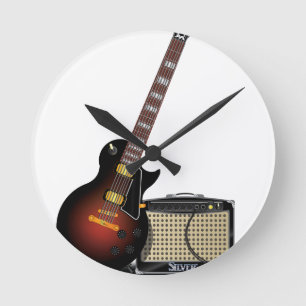 Horloge Ronde Guitare électronique et ampli