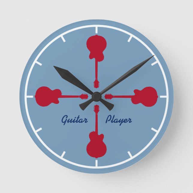 Horloge Ronde guitares rouges. guitariste (Recto)