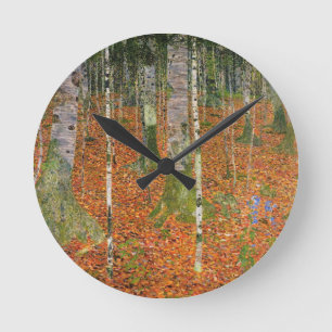 Horloge Ronde Gustav Klimt - Ferme Avec Birch Trees