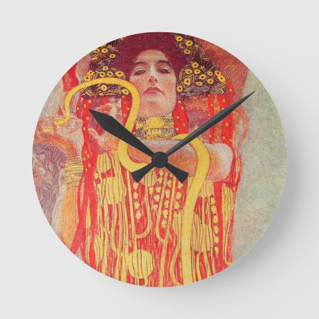 Horloge Ronde Gustav Klimt Red Woman Gold Snake Peinture (Recto)