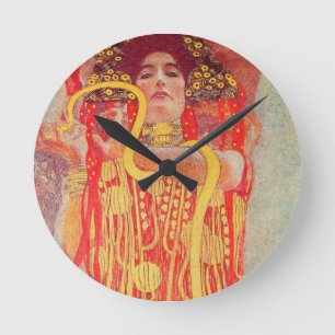 Horloge Ronde Gustav Klimt Red Woman Gold Snake Peinture