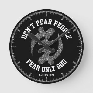 Horloge Ronde GYE NYAME Adinkra Christian Black Silver Parties s