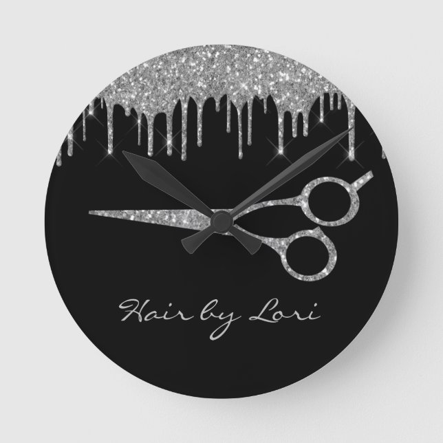 Horloge Ronde Hair Stylist Drips Glitter Look Scissors (Recto)