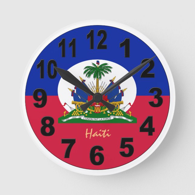 Horloge Ronde Haitian Flag & Haiti Clock, Large Numbers / emblèm (Recto)