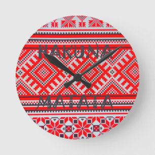 Horloge Ronde Hakuna Matata - Collection d'art swahili sans souc