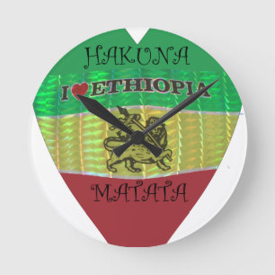 Horloge Ronde Hakuna Matata J'aime les couleurs éthiopiennes.png