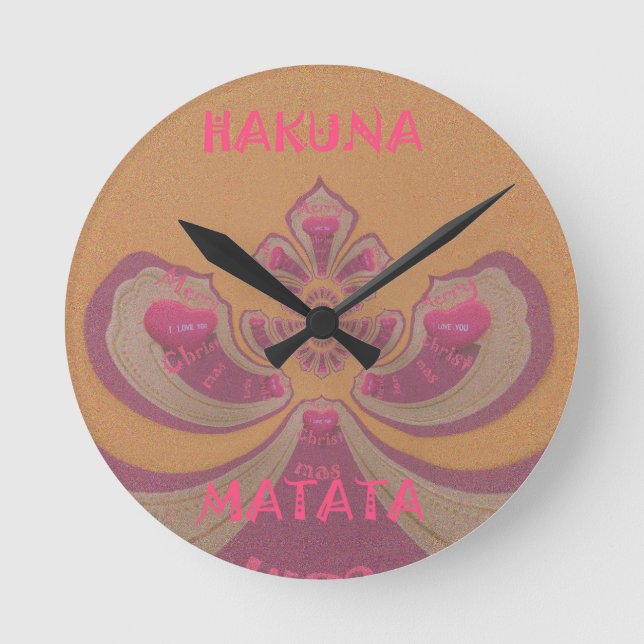 Horloge Ronde Hakuna Matata Joyeux Noël joli coeur design (Recto)