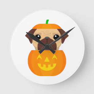 Horloge Ronde Halloween Pugkin