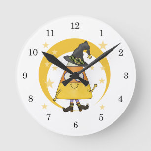 Horloge Ronde Halloween sorcière de maïs de bonbons