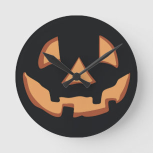 Horloge Ronde Halloween - visage de citrouille