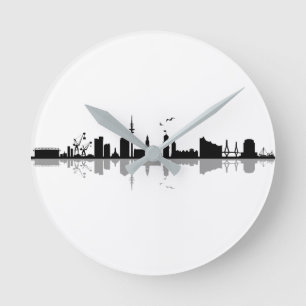 Horloge Ronde HAMBURG Elbe Allemagne City Skyline Silhouette
