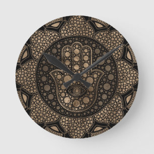 Horloge Ronde Hamsa Hand -Hand of Fatima in Lotus mandala