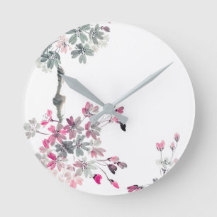 Horloge Ronde Hanami Branche de sakura en floraison