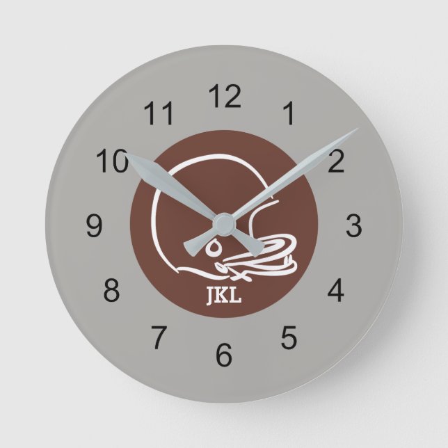 Horloge Ronde Hanche murale du casque de football Brown (Recto)