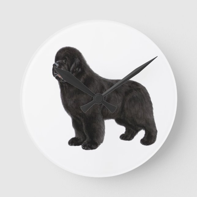 Horloge Ronde Hand Drawn Newfoundland Dog Artwork (Recto)