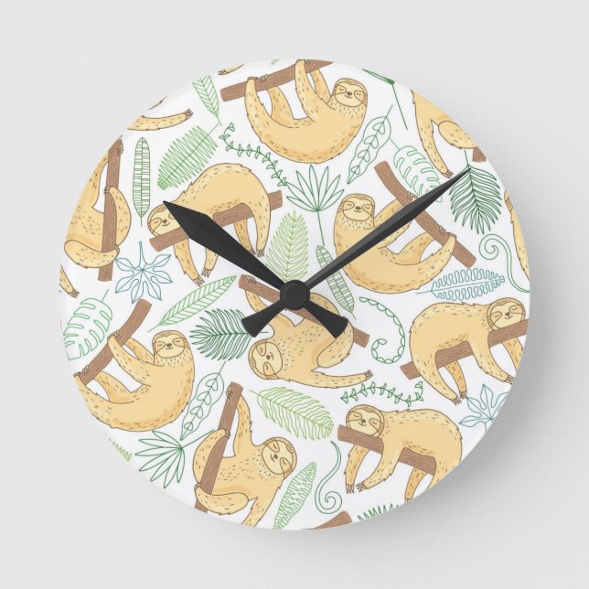 Horloge Ronde Hanging Sloths (Recto)