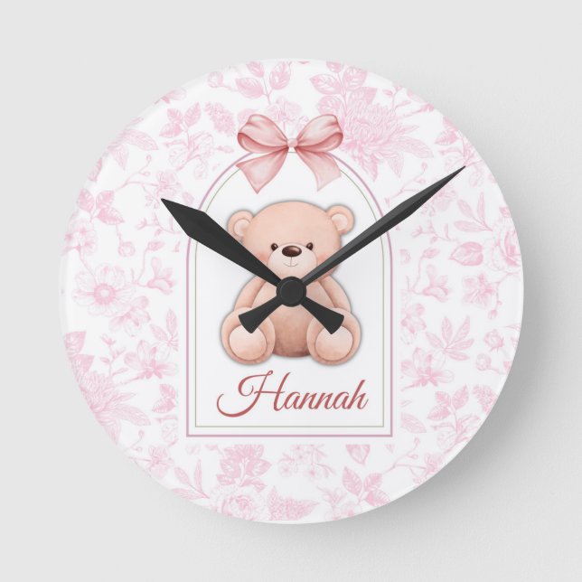 Horloge Ronde Hannah | Conception personnalisée d'ours en peluch (Recto)