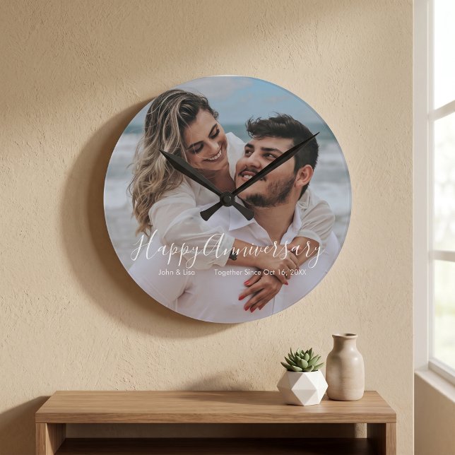 Horloge Ronde Happy Anniversary Wedding Acrylic Wall Clock (Créateur téléchargé)