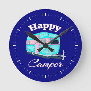 Horloge Ronde Happy Camper Trailer Camping