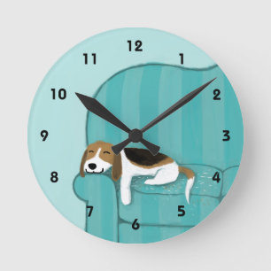Horloge Ronde Happy Canapé Beagle - Conception de Chien Chien Ch