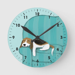 Horloge Ronde Happy Canapé Beagle - Conception de Chien Chien Ch