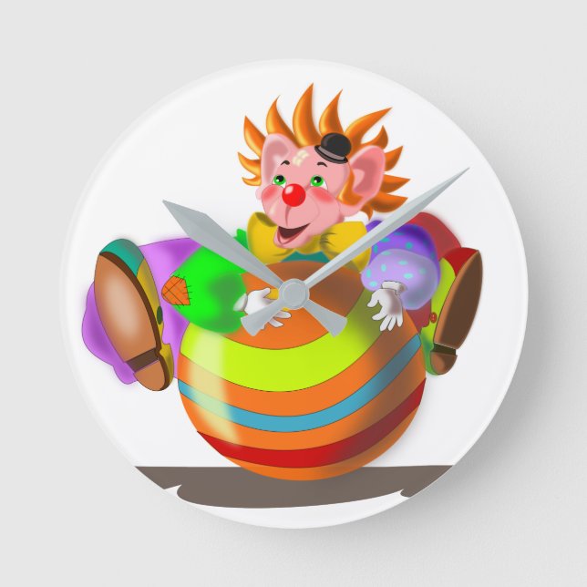 Horloge Ronde Happy Clown avec Ball Funny Clock Circus (Recto)