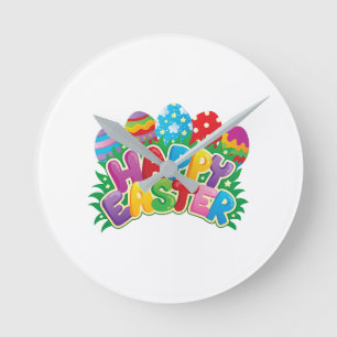 HORLOGE RONDE ***HAPPY EASTER W/ EASTER EGGS**