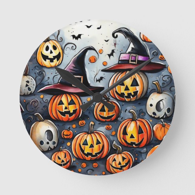 Horloge Ronde Happy Halloween éffrayant traitement ou astuces de (Recto)