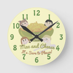 Horloge Ronde Happy Mac et Cheese Time Retro Art dire
