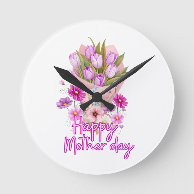 Horloge Ronde Happy Mother day Flower bouquet (Recto)