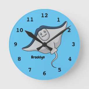 Horloge Ronde Happy stingray fish cartoon illustration