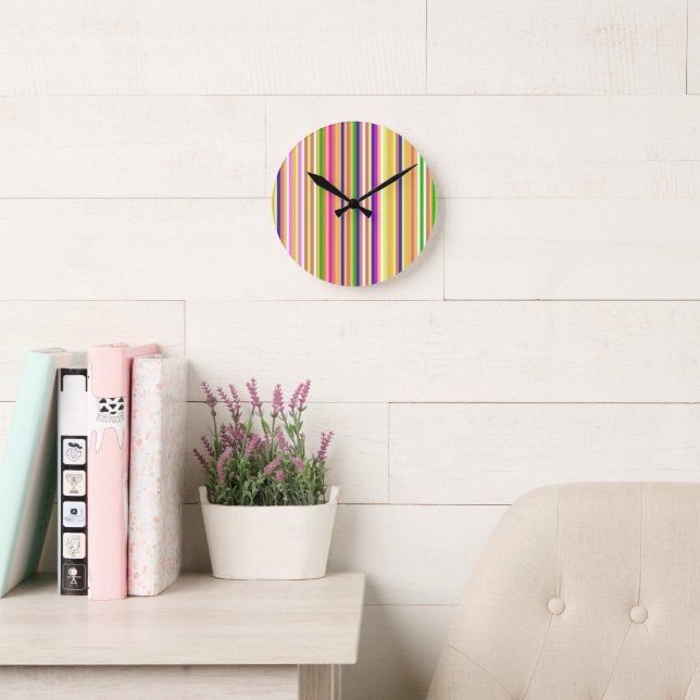 Horloge Ronde Happy Stripes (Salle de lecture)