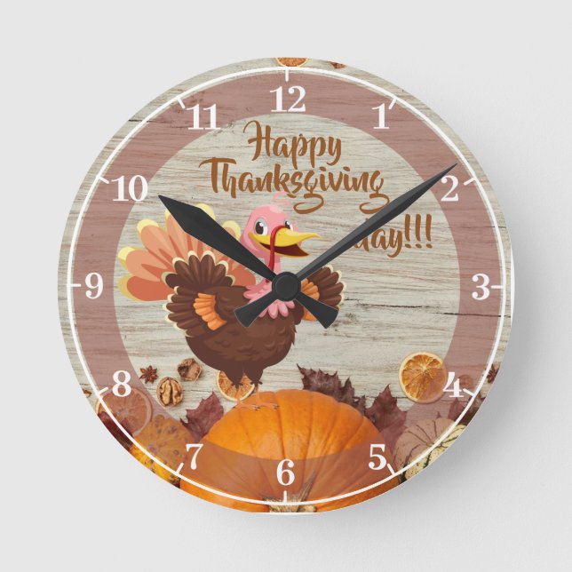 Horloge Ronde Happy Thanksgiving Day Acrylic Wall Clock (Recto)